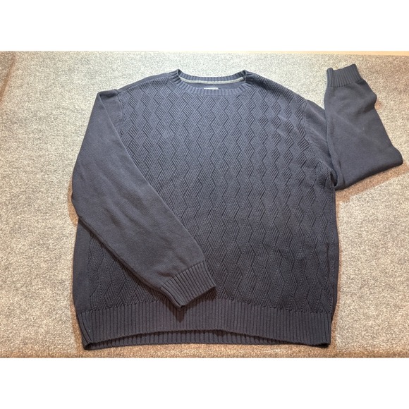 St. John's Bay Other - Vintage St Johns Bay Mens XXL Navy Blue Cotton Knit Sweater 90s Diamond Texture